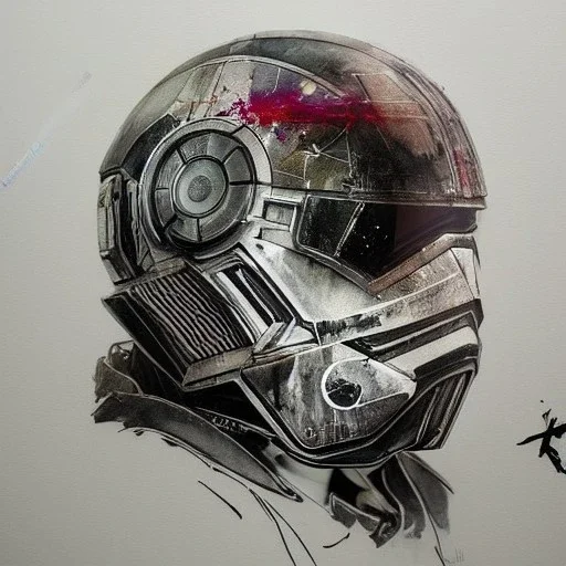 photorealistic luke skywalker helmet with weathered painting , illustration on coarse canvas by <agnes cecile> and <Yoji Shinkawa>, ornate and intricate details , soft smooth lighting, concept art,