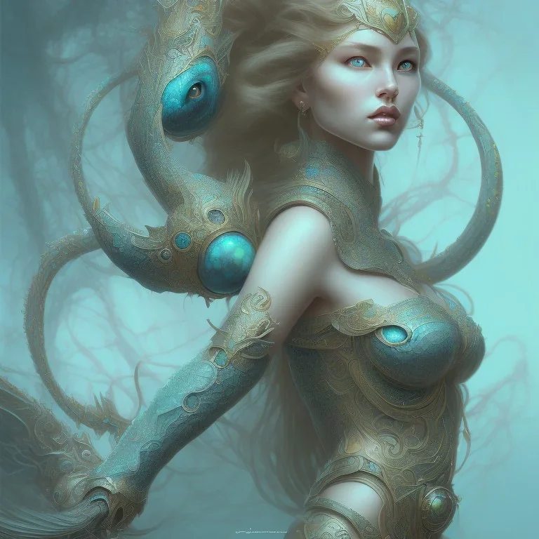 sango fantasy, fantasy magic, intricate, sharp focus, illustration, highly detailed, digital painting, concept art, matte, artgerm and paul lewin and kehinde wiley, masterpiece sexy lips Asian lady body mermaid turquoise space lady space sea