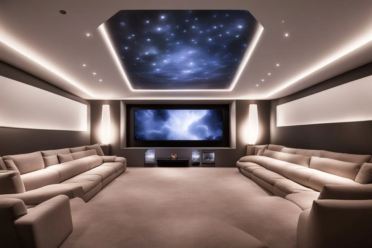 dedicated home cinema room with LED lighting in the walls make sure the room is completely symmetrical