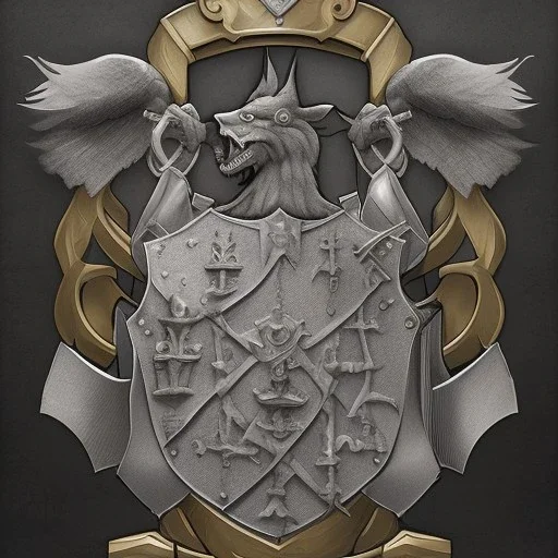 coat of arms of an city of blacksmith with tatoos, very detailed, black