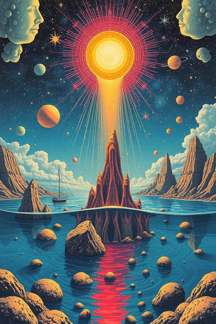 The fourth stage of water; Post-Modern Celestial Pop Art with surreal elements