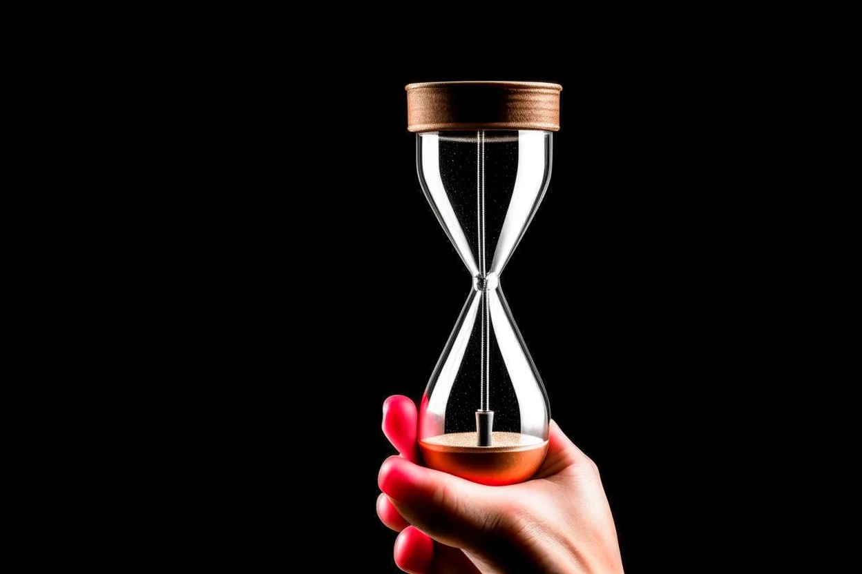 A picture of a person holding a hourglass symbolizes the importance of time management and making the most of it.