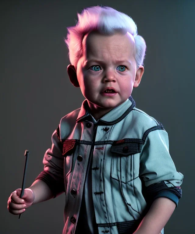 Back to the future toddler, dramatic lighting, hyper realistic