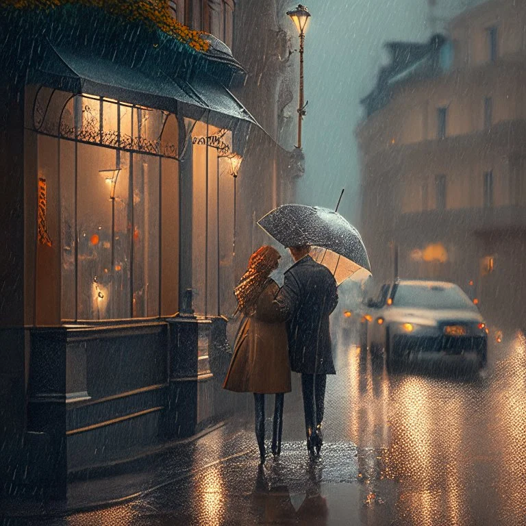 rainy street romantic