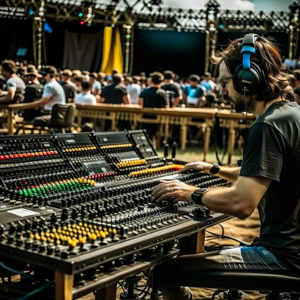 mixing on stage in a music festival