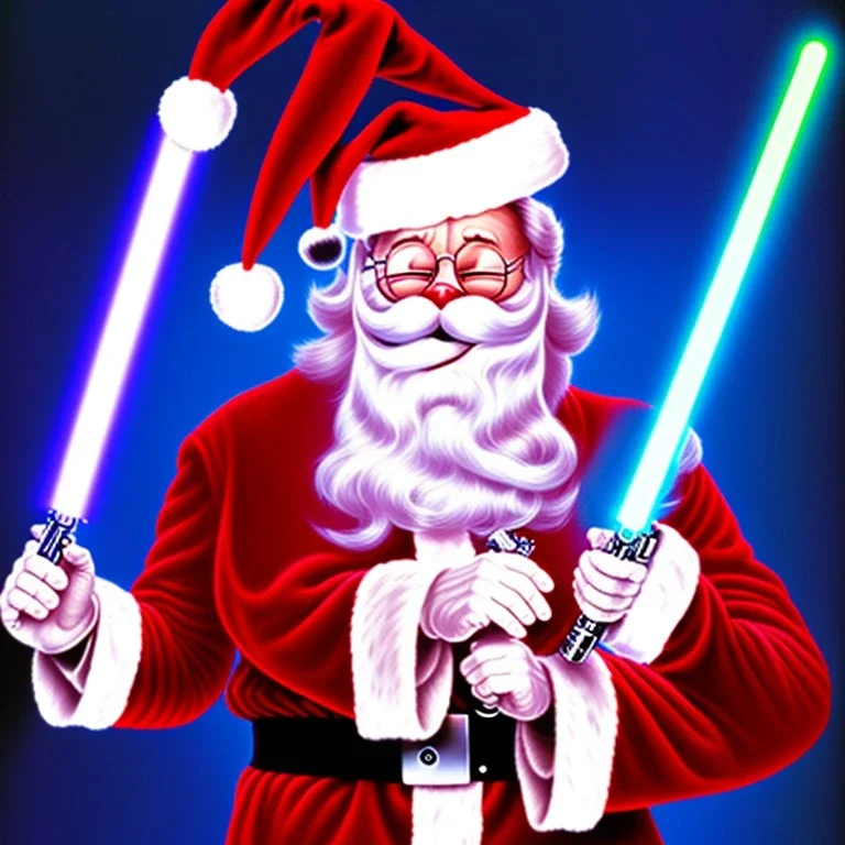 roger miller, light saber, santa hat