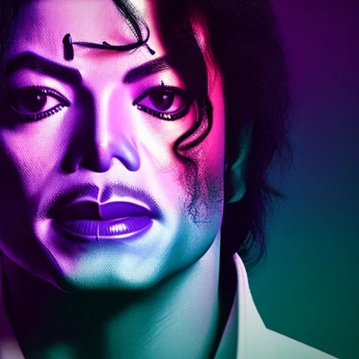 Michael Jackson,purple light effect, closed eyes, rtx, reflection, 8k, glow, winning photography, caustics