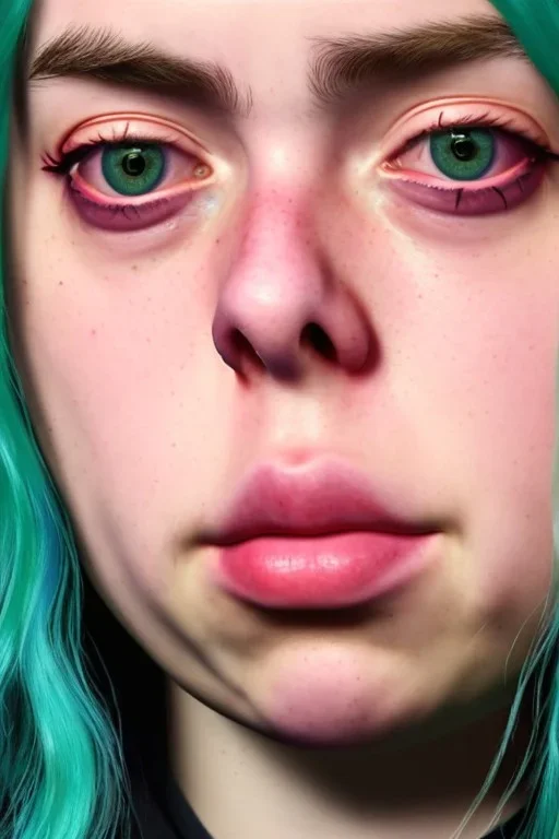 Billie Eilish, in full growth, photorealistic illustration, 4k