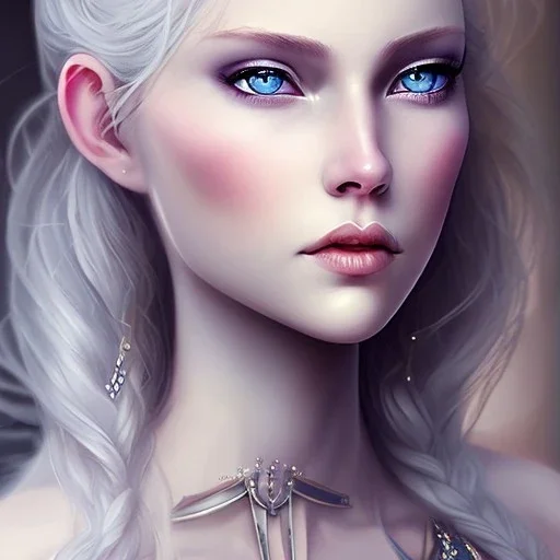 ice queen blue eyes long blond hair smiling face long dress in elden ring realistic