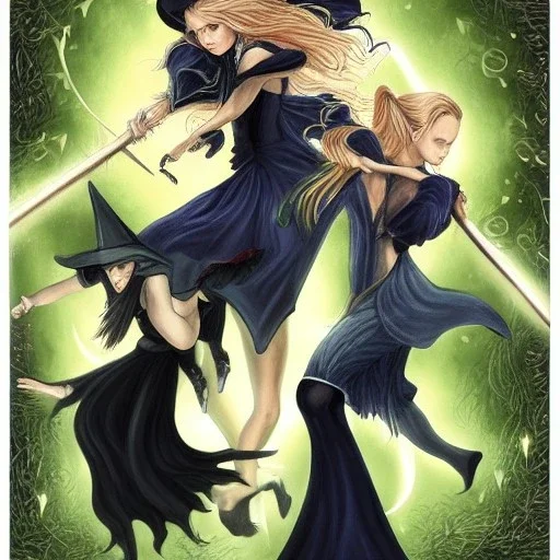 Witches of darkness fighting fairies of light