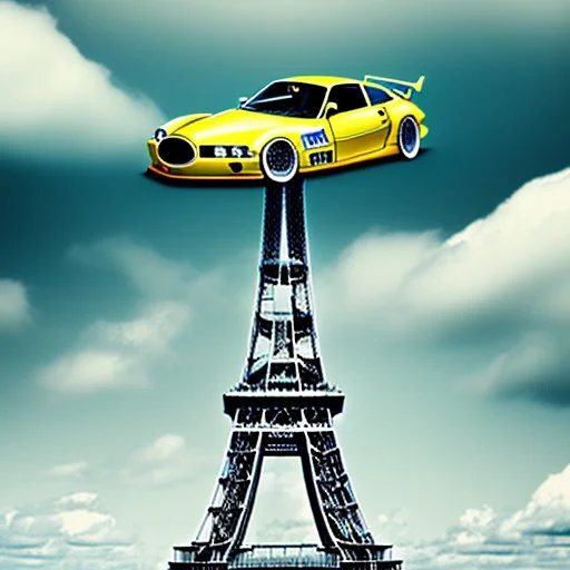 A Tesla's 'Model S Plaid' is racing at top speed, across the 'Tower Bridge', in London. CINEMATIC. WIDE ANGLE LENS.