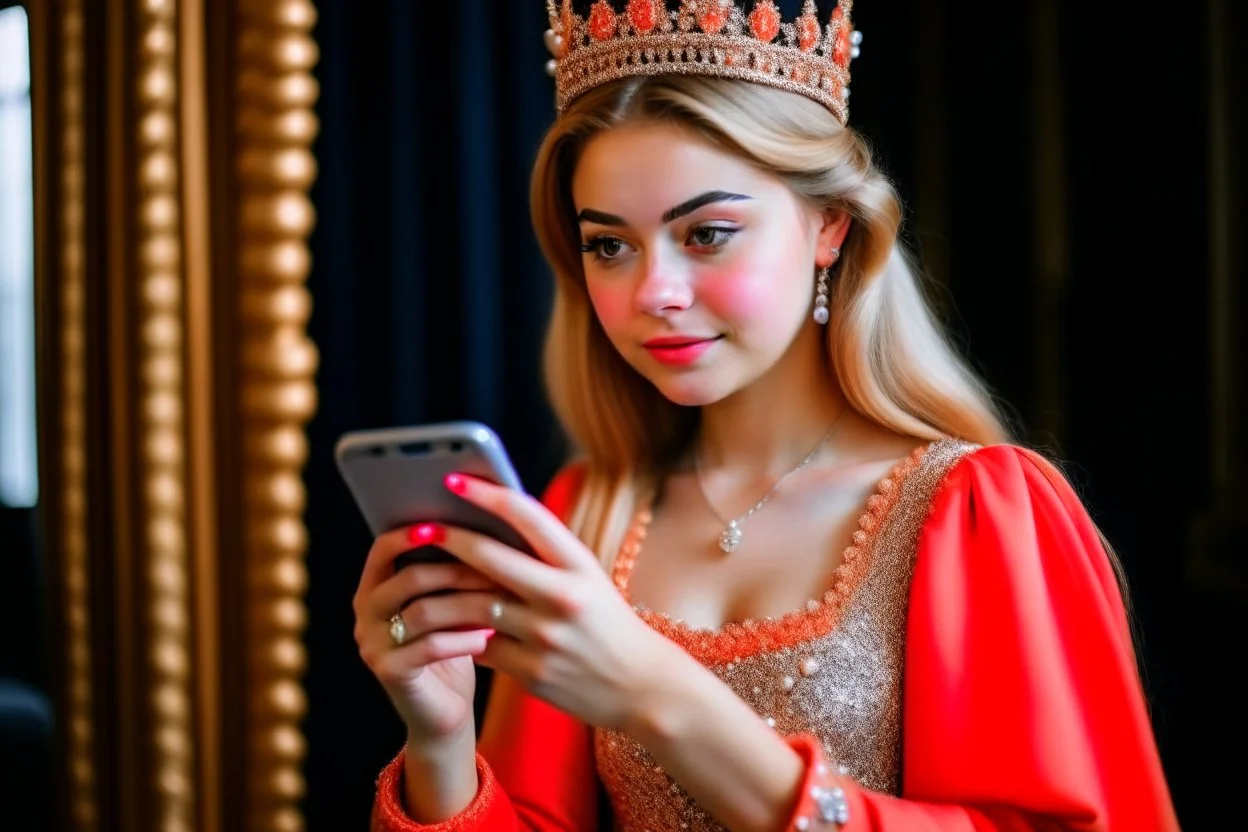 a woman princess on a smartphone