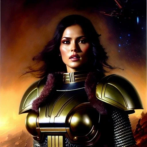 portrait beautiful face Number Six - Battlestar Galactica,busty,ancient metal armor balanciaga fashion clothe painting by gaston bussiere, greg rutkowski, yoji shinkawa, yoshitaka amano, tsutomu nihei, donato giancola, tim hildebrandt, oil on canvas, cinematic composition, extreme detail,fit full head inside picture,16k