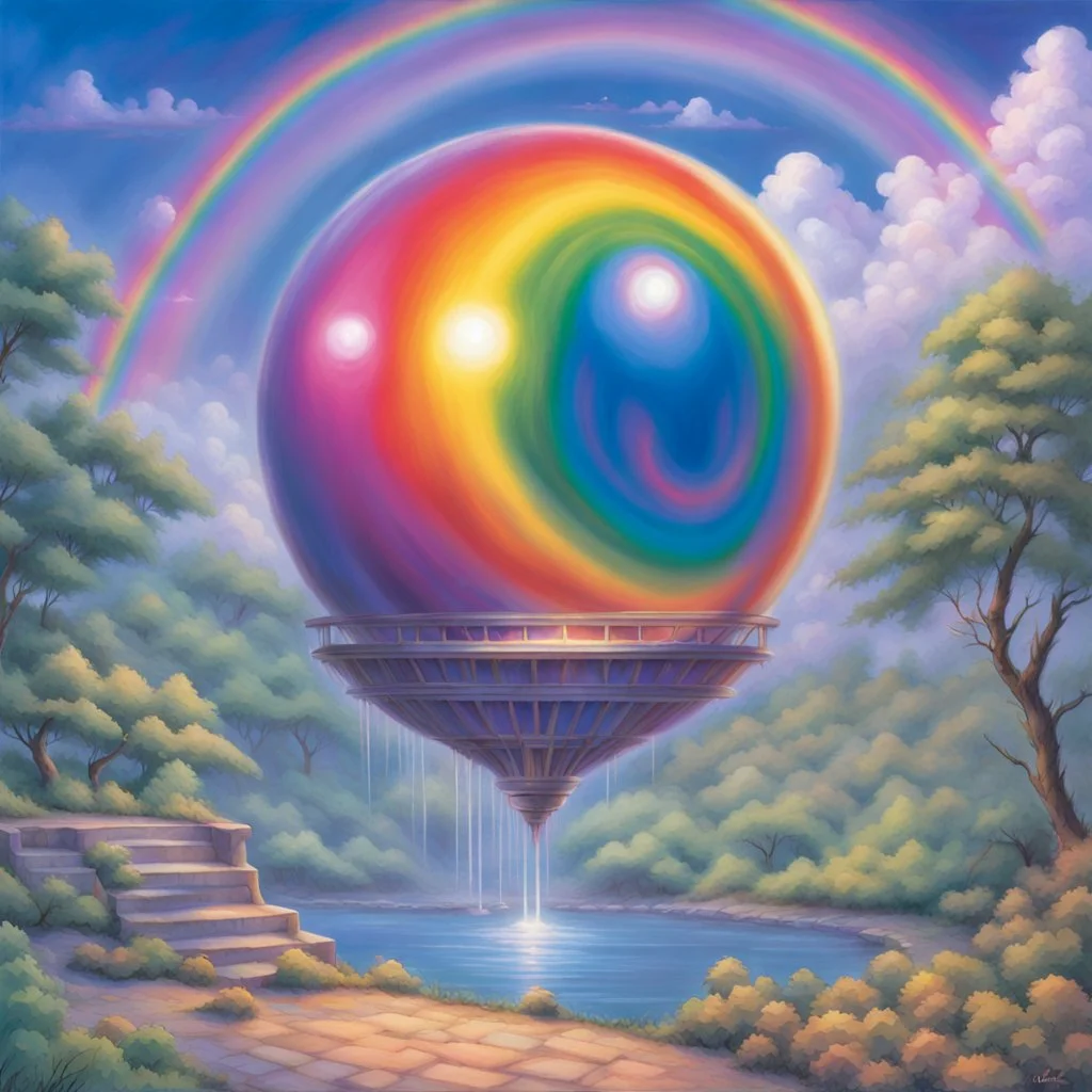 fantasy 90's tcg art of a rainbow dream orb