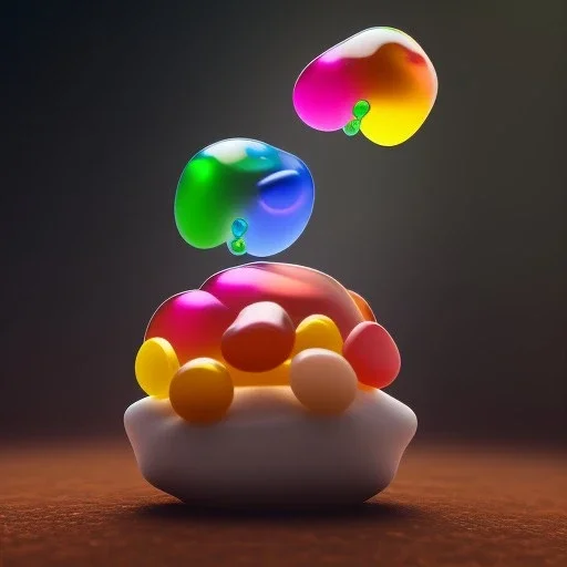 jelly bean, gummy bear, Photograph, beautiful, Unreal Engine 5, lens macro, realistic, hyper detailed