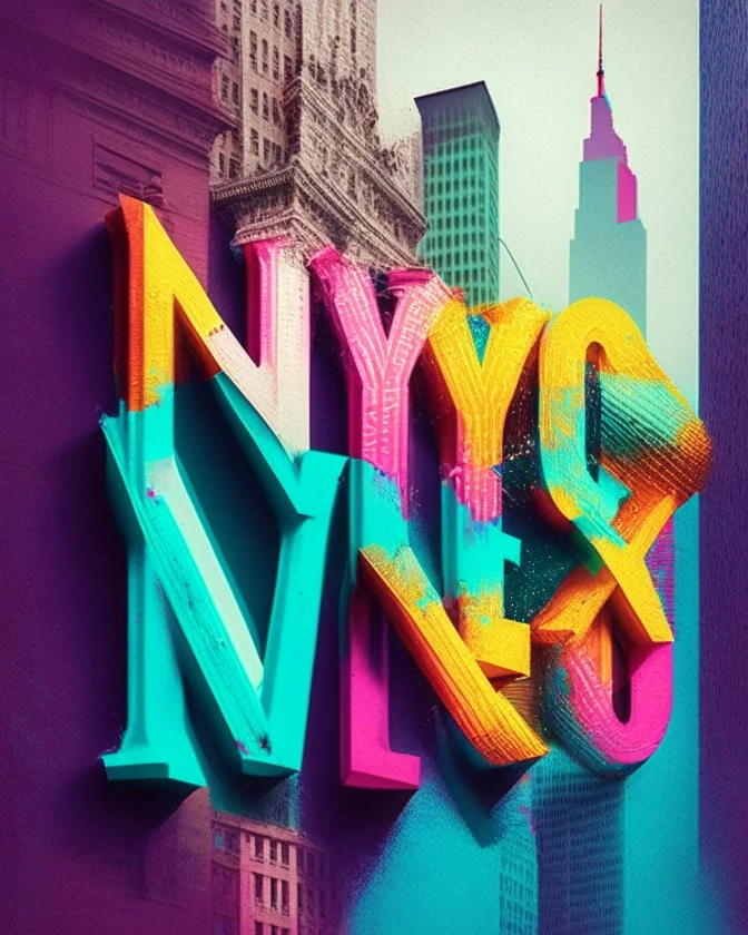 Writing New York in colour text