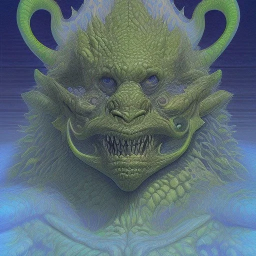 face, ork dragon humanoid, wingless, tailless by dnd moebius Jean Giraud dnd