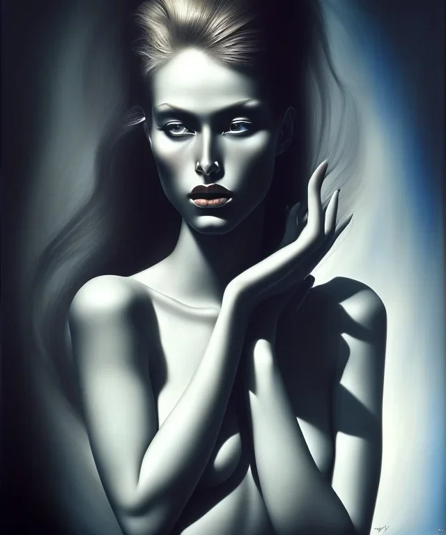 woman, photographer. oil on canvas, volumetric lighting, helmut newton