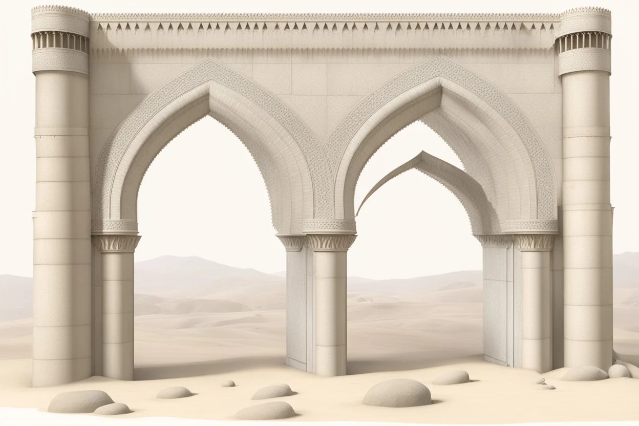 a gothic_arab gate in a cerussite wall