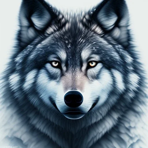 wolf, black, blue, masterpiece, expert, 8K, hyperrealism, sharp focus, cinematic lighting