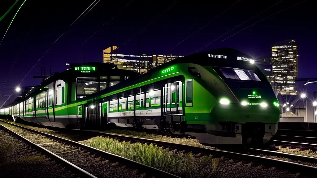 transperth c series train with perth at night in the background