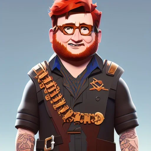 wayne knight ed sheeran, dark blonde hair, shaved, lego, steampunk