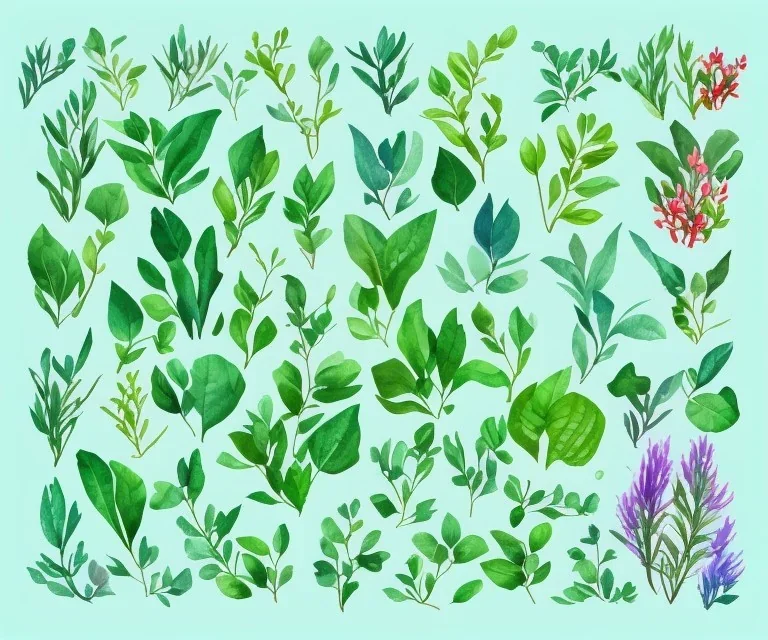 vector plants and herb set illustration. watercolor