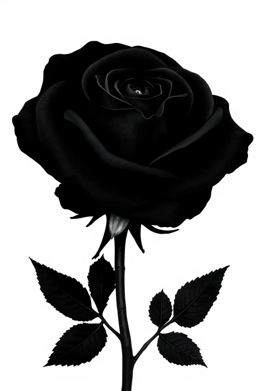 Black And White Graphic Of a dead black rose