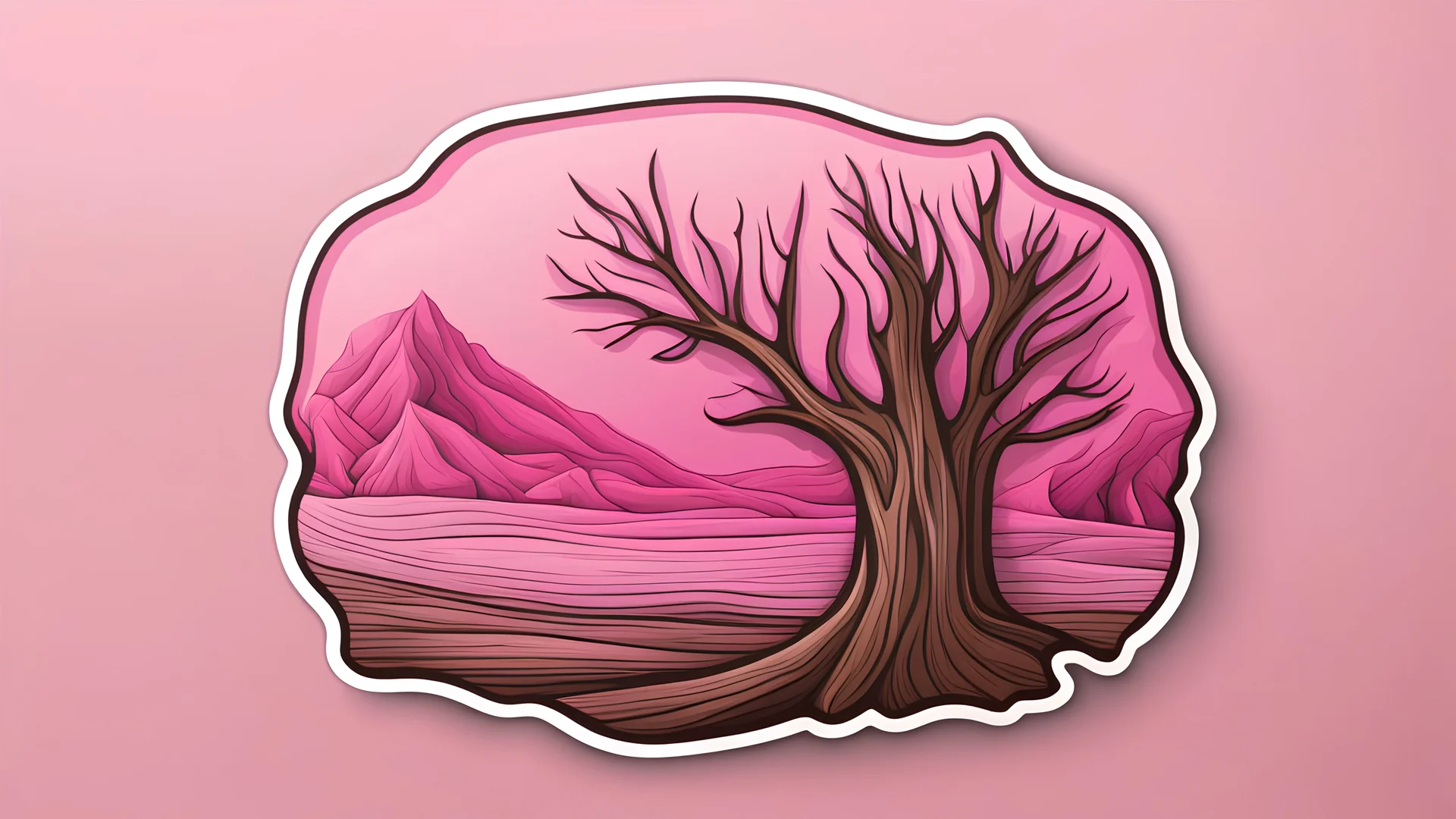 Pink oud wood sticker. Vector. Cut out