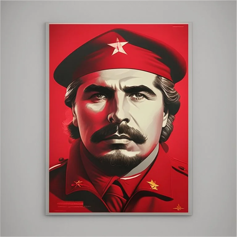 Portrait of a man, communist style, poster.