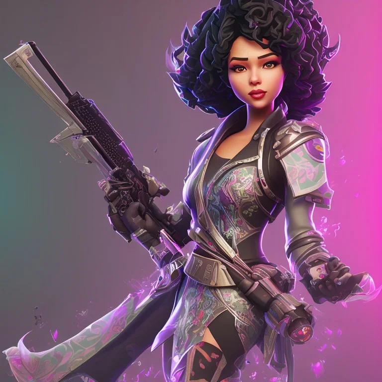 skin fortnite flora Cherry is a sexy black girl with black curly hair gray eyes with kimono with a katana