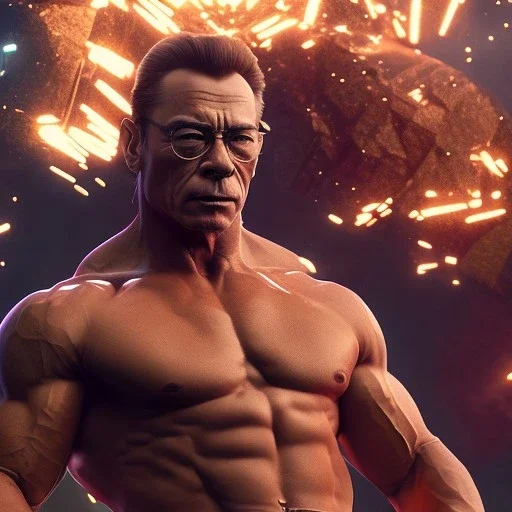 jean claude van damme kicking, illumination, brilliant coloring, smooth, sharp focus, crispy quality, vray; Pixar, Disney, Artstation; HD, HDR, SF, CGSociety, 16k, photorealistic, unreal engine