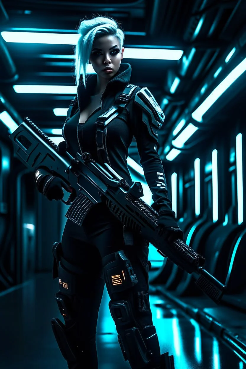 "Ultra realistic full body shot a woman in a futuristic suit holding a gun in her hand, looking at the camera,full legs, cyberpunk, neo-figurative,concept ,full length view, face , full size, science, technology,future,electric ,futuristic style, design, practicality,manufacturability,performance, HOF, professional photographer, captured with professional DSLR camera, trending on Artstation, 64k, full size, ultra detailed, ultra accurate detailed, bokeh lighting, surrealism, background, detailed