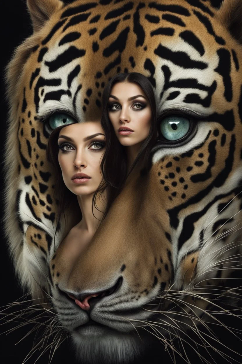 close up portrait big cat eyes woman, very detailed, sharp focus, random background, dark fantasy, stunning