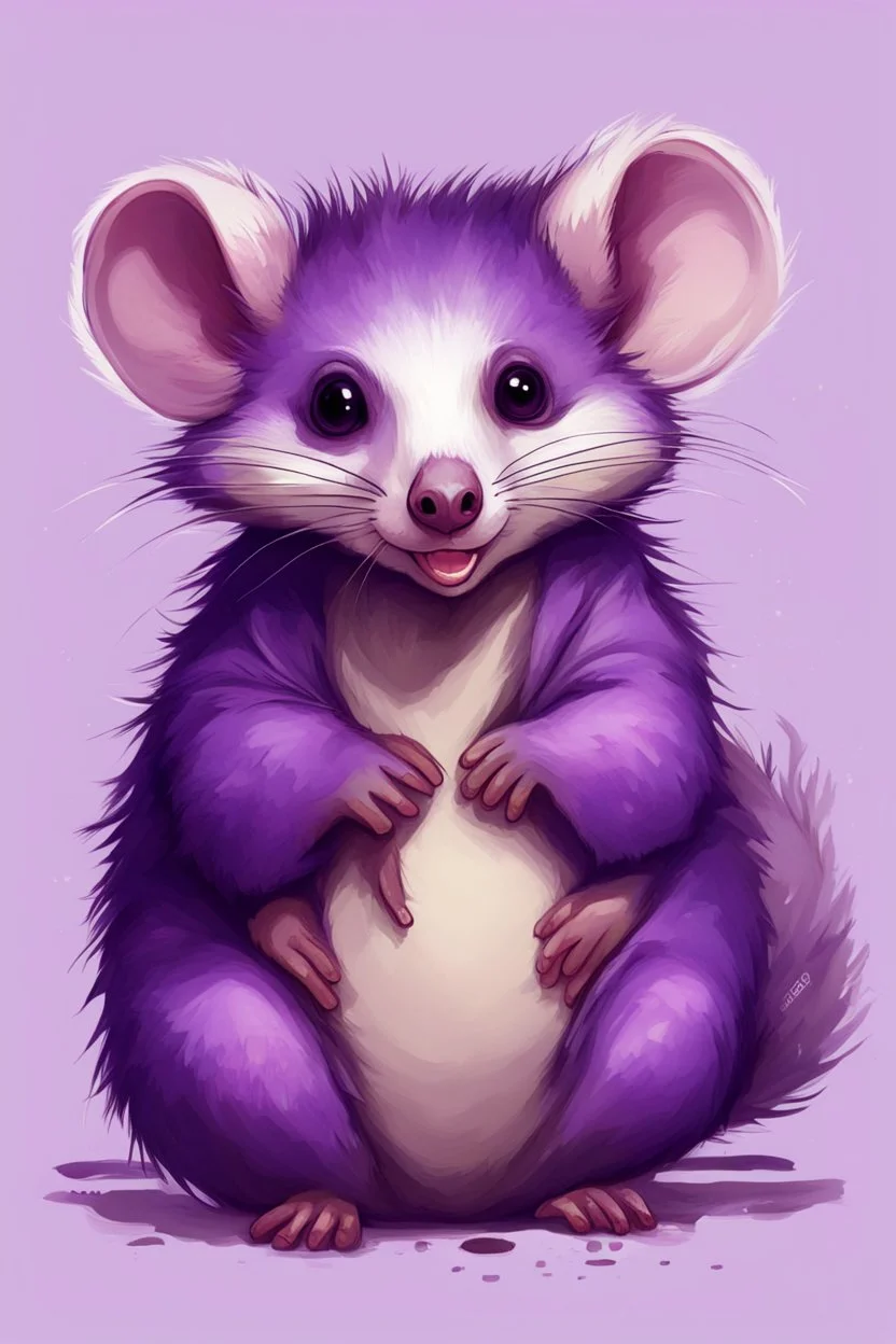 Purple opossum cute art