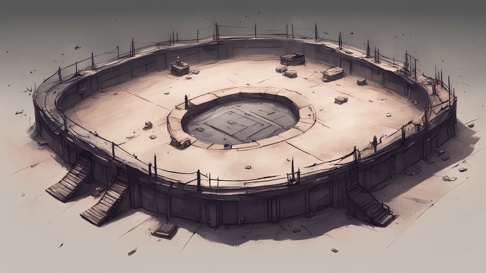 punk fighting ground arena. concept art.