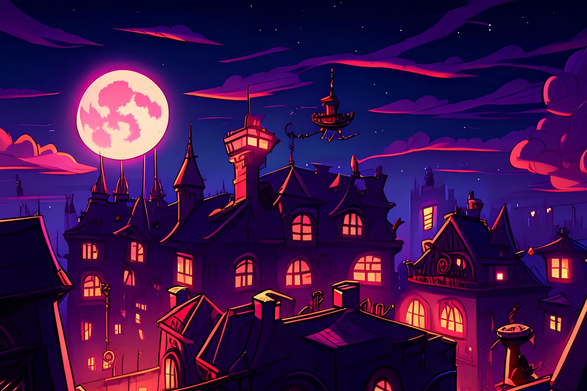 a vampire world on a rooftop party lightscartoon