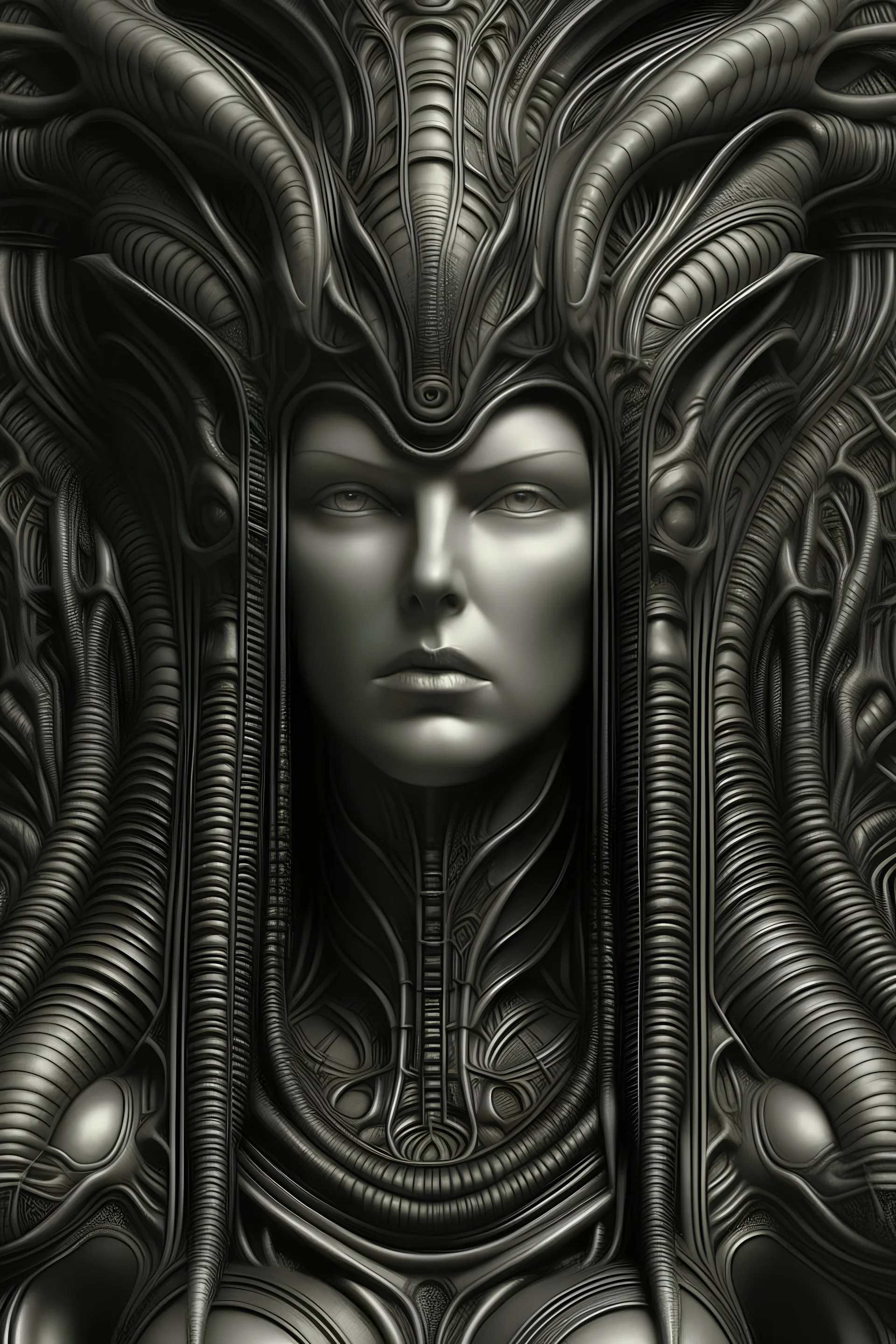 Dark Woman in black dress H. R. Giger