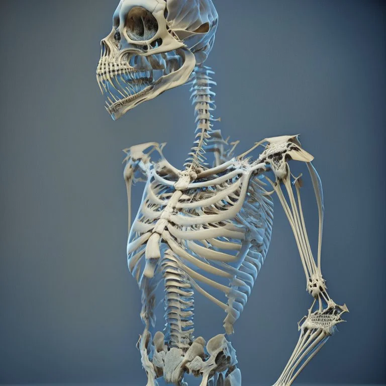 skeleton of an alien creature, anatomicaly correct, 8k resolution, photorealistic, ultra detailed