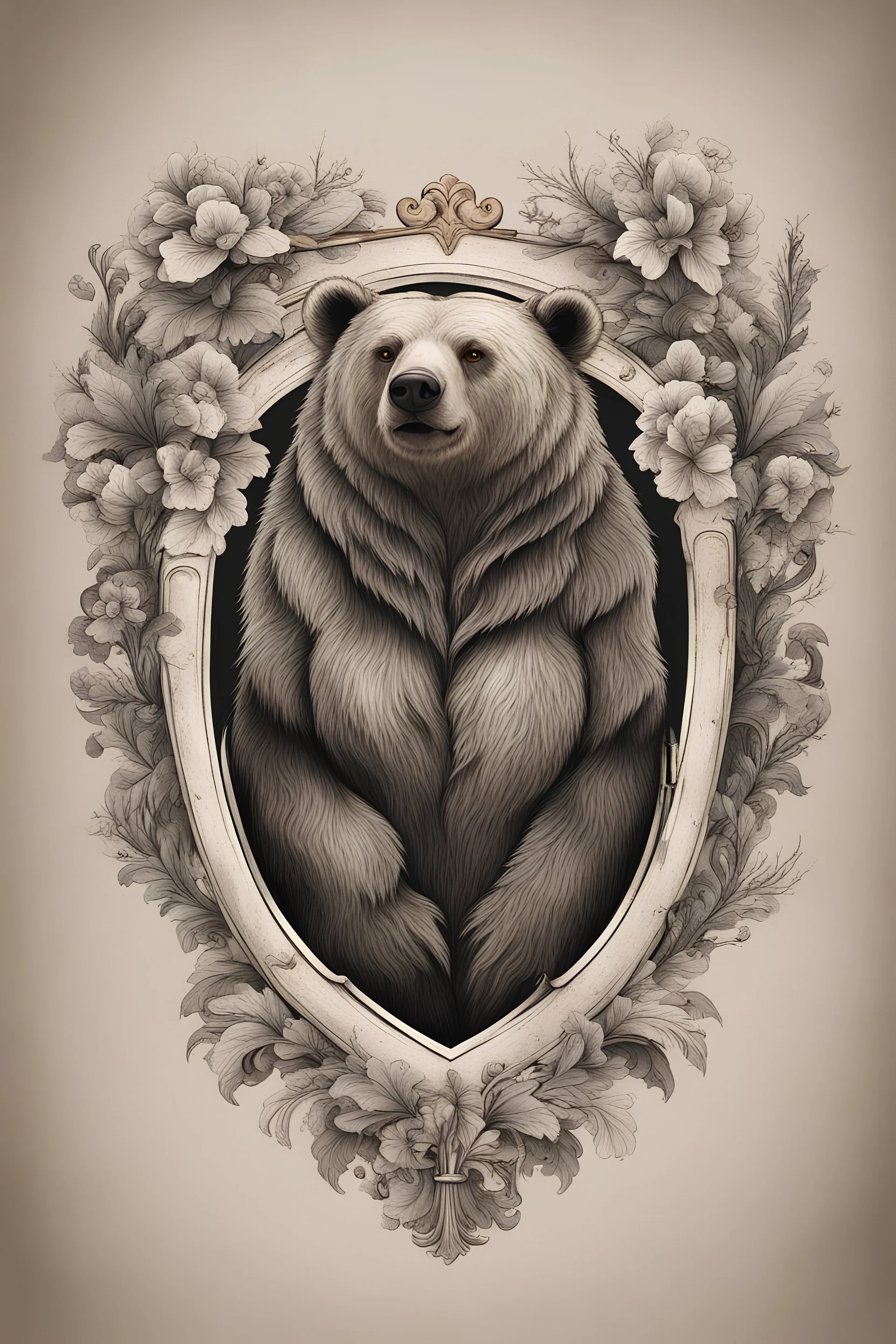 An elegant coat of arms with a bear without any signatures