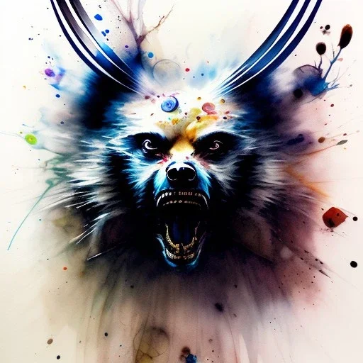 animal Gulo gulo, watercolor illustration by <agnes cecile> <Yoji Shinkawa> The wolverine, also referred to as the glutton, carcajou, or quickhatch,