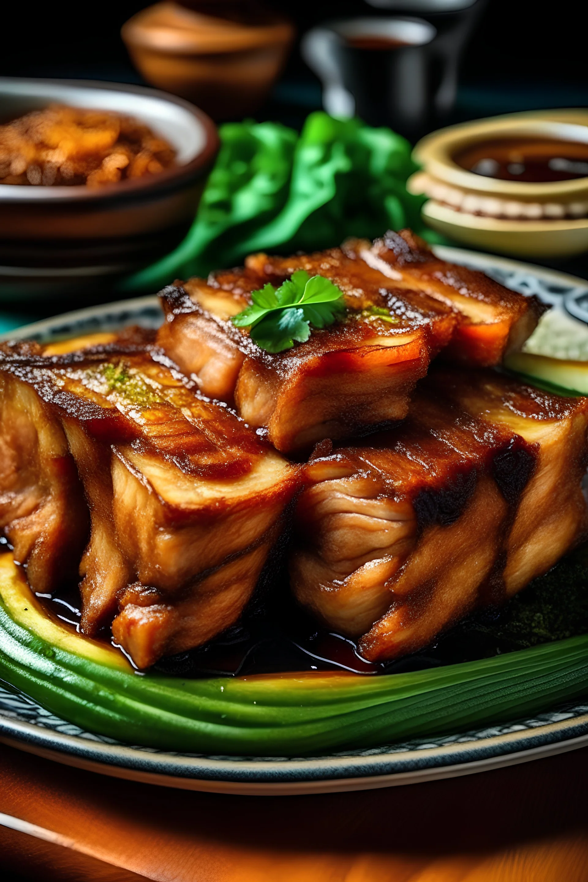 A plate of crispy pork belly: This dish is a staple in Filipino cuisine and is sure to be a crowd-pleaser.