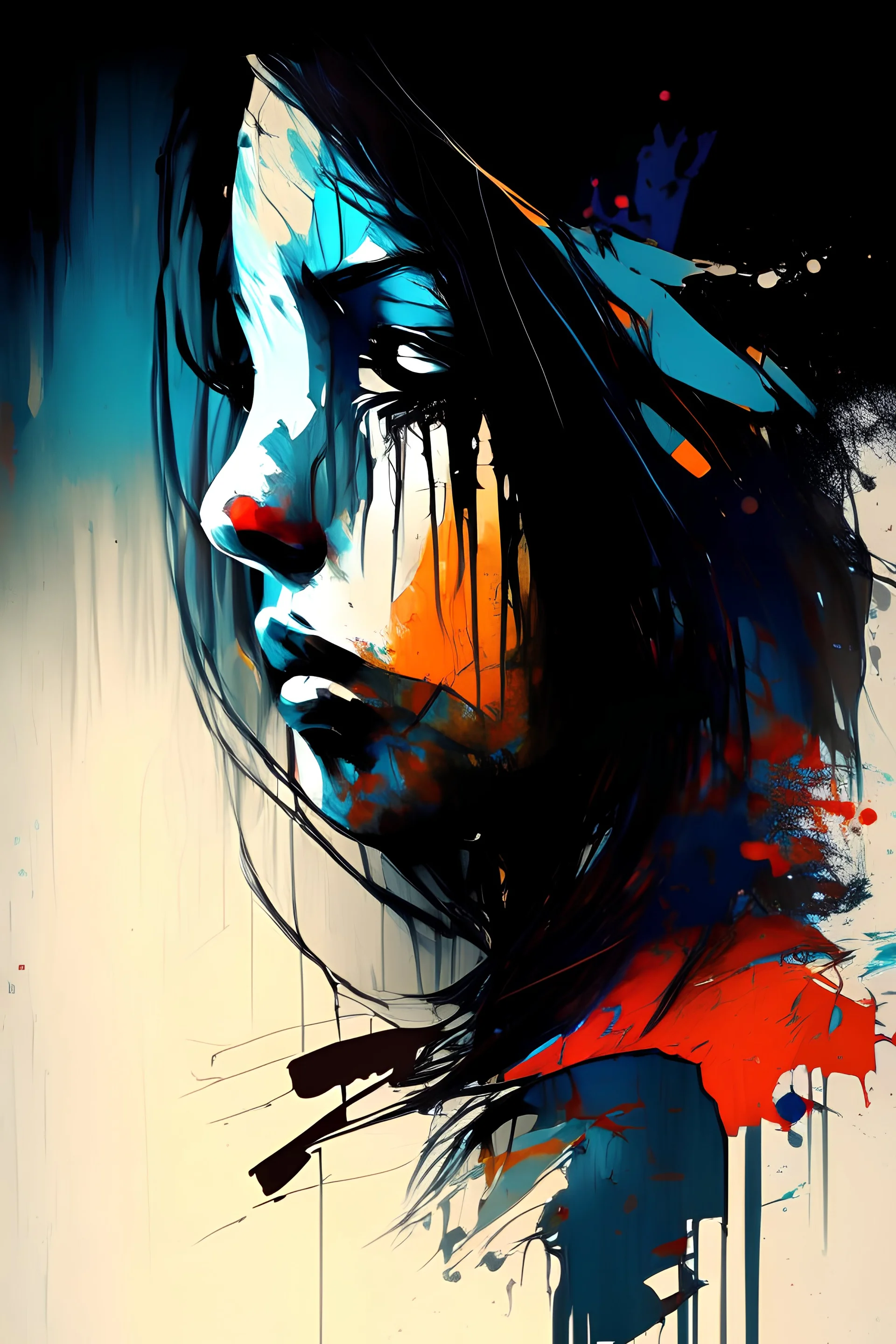 Abstract art lonely girl