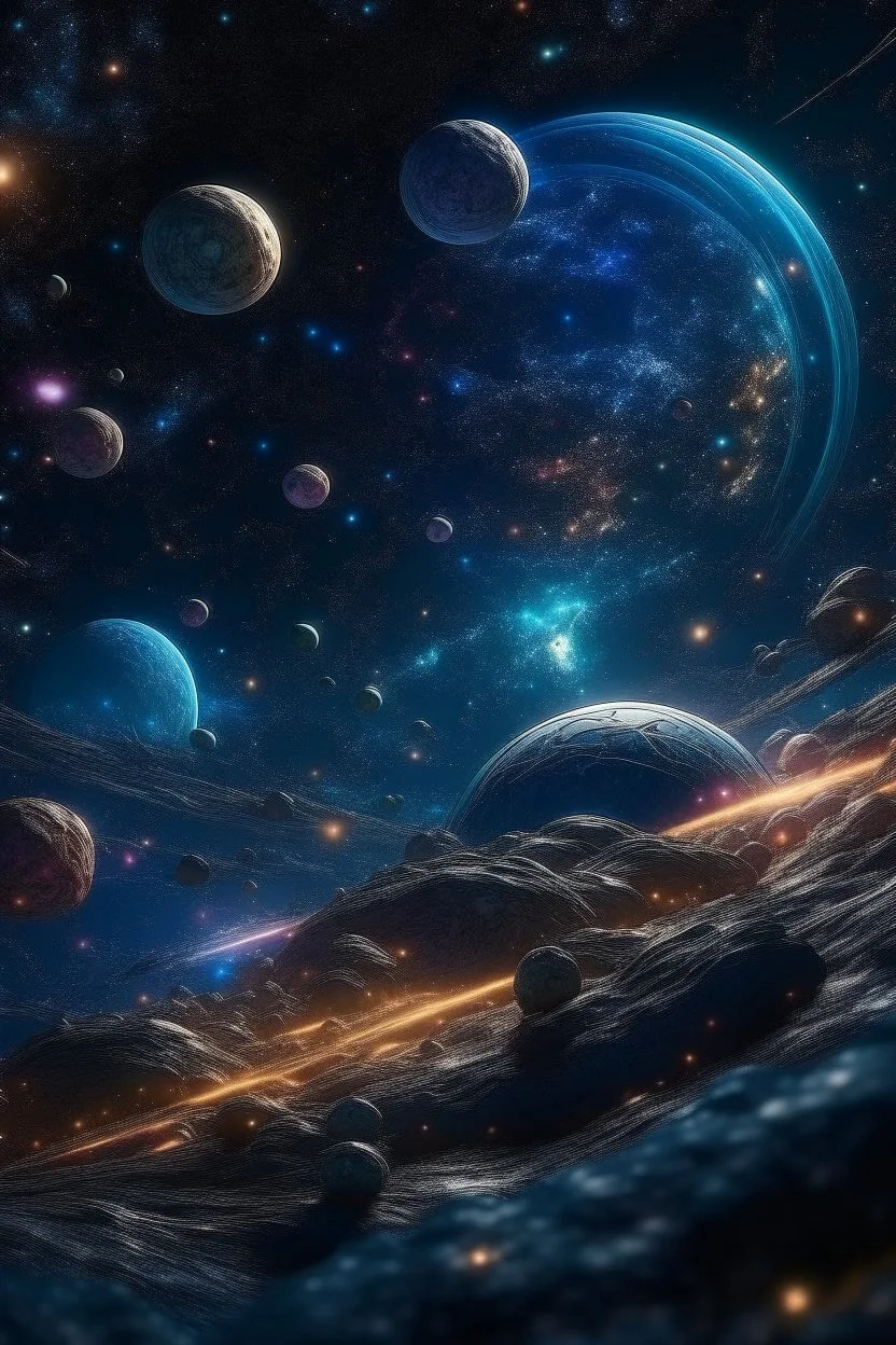 cosmic elements, such as stars and planets, which add to the fantasy-like atmosphere. The background is set against a galaxy background, adding a sense of space and adventure. The photo is taken with a high-resolution 4K camera and a 30-mm lens, allowing for a high degree of detail and clarity. The lighting is bright and even, accentuating the girl's beauty and energy. Overall, the image is a stunning and captivating depiction of the power of cosmic elements and the beauty of female spirituality