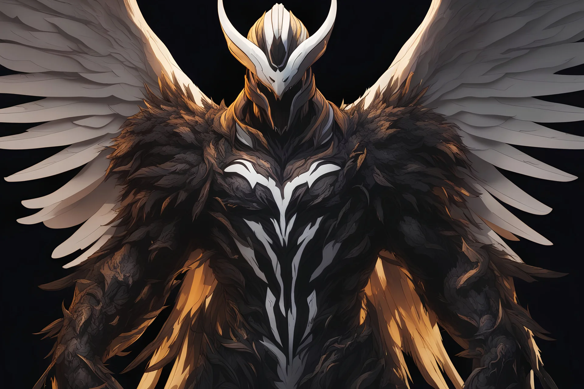 grendel in 8k solo leveling shadow artstyle, venom them, neon effect, big white wings, feathers, full body, apocalypse, intricate details, highly detailed, high details, detailed portrait, masterpiece,ultra detailed, ultra quality