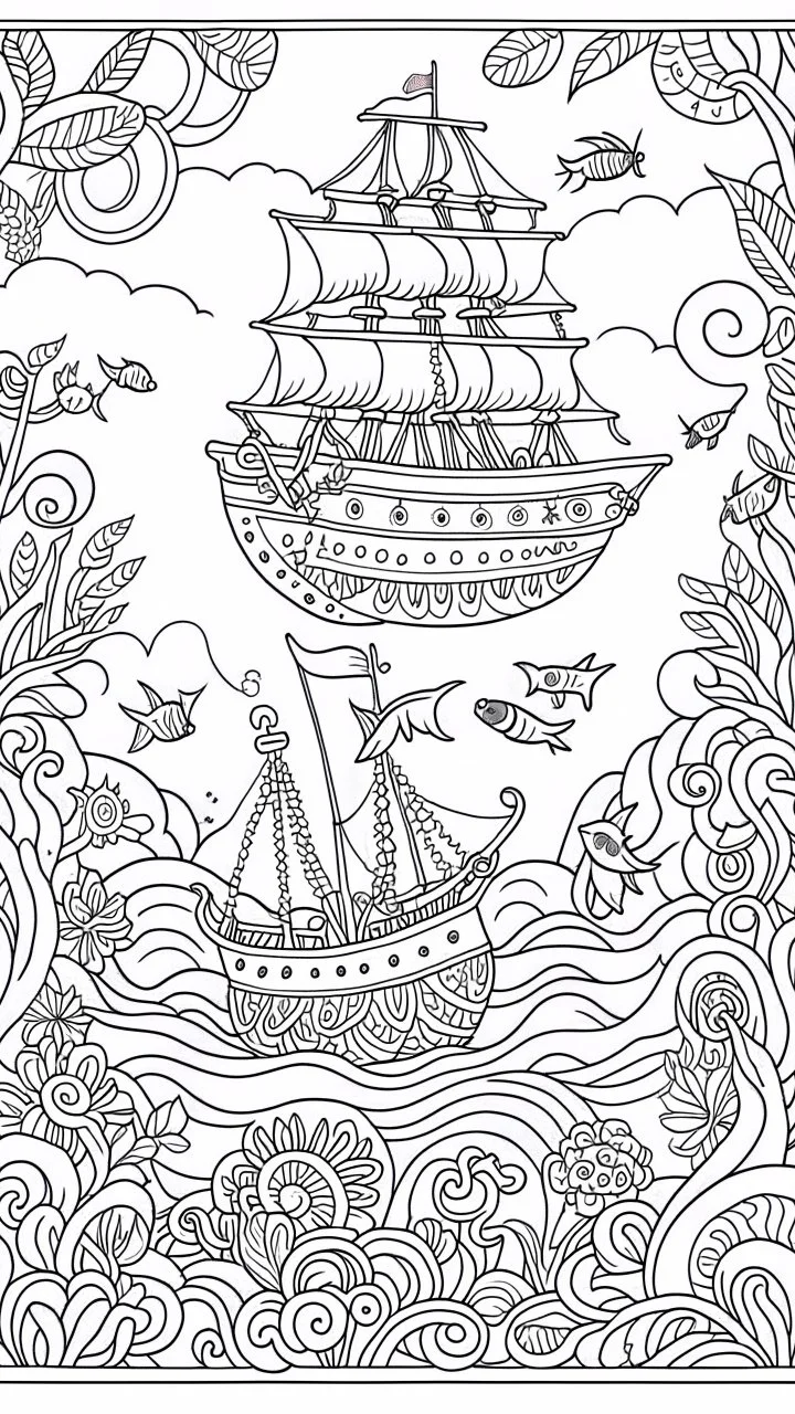 Craft a whimsical coloring page inspired by the Pirates of the Caribbean movie, showcasing an enchanting underwater scene teeming with a variety of sea creatures. Encourage young artists to dive into their imagination as they bring fantastical beings like mermaids, sea monsters, and mystical creatures to life in black and white. This coloring page provides a magical and creative experience for kids to explore the depths of the Pirates of the Caribbean universe.