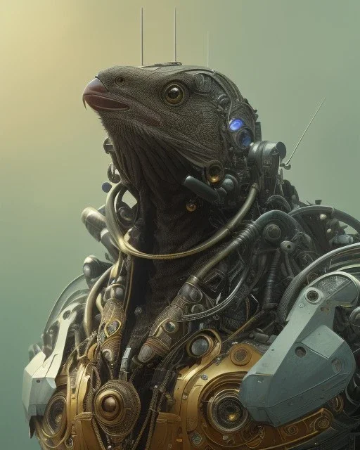 "cyborg, mysterious male, bird, full-scale head and shoulders portrait, 8k resolution concept art portrait by Greg Rutkowski, Artgerm, Wes Anderson Lut, tokio background, WLOP, Alphonse Mucha dynamic lighting hyperdetailed intricately detailed Splash art trending on Artstation triadic colors Unreal Engine 5 volumetric lighting Splash art fantasy"