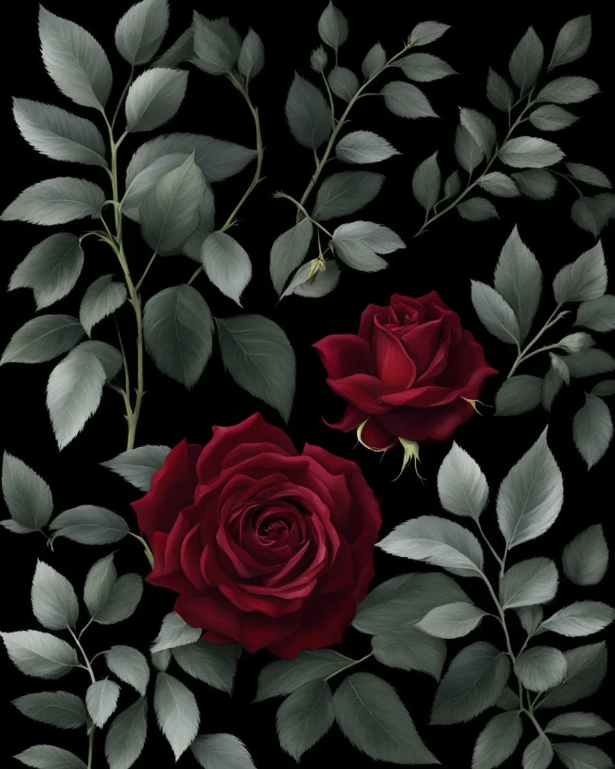 Deep red rose, black background