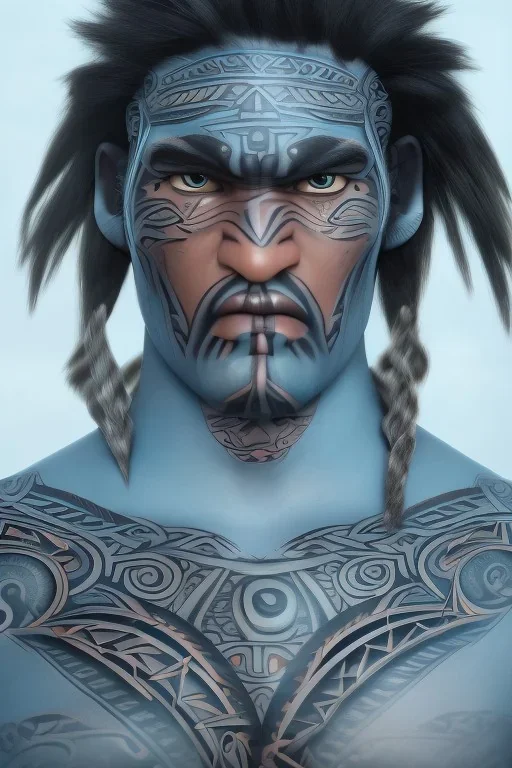  Portrait Maori Chief iron maiden Maori tribal tattoos, bow with arrows, full detail, 4k,