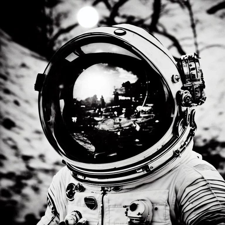 shrimp walk on the astronaut's helmet. post-apocalyptic, hyperdetailed, lens flare, bokeh, low-key lighting, kodachrome